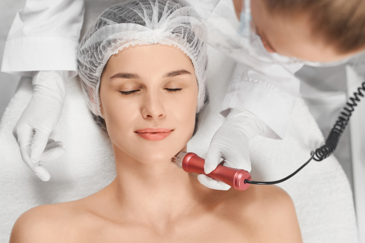 Before and after results of combined laser, chemical peel, and microneedling treatments.